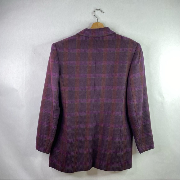 Vintage Purple Plaid Wool Blazer - Picture 7 of 12